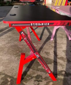 Bàn chữ K đỏ, mặt gỗ đen