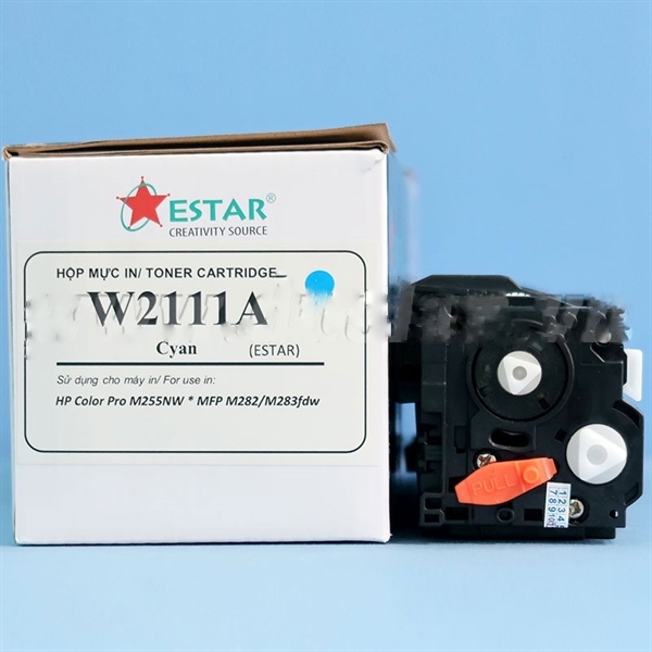 Hộp mực laser màu Estar W2111A/CRG067 C (màu xanh) không chip dùng cho máy in HP Pro M255NW/M283fdw/Canon LBP 631cw/633cdw/MF651cw/655cdw/657cdw Hộp mực laser màu Estar W2111A/CRG067 C (màu xanh) không chip dùng cho máy in HP Pro M255NW/M283fdw/Canon LBP 631cw/633cdw/MF651cw/655cdw/657cdw