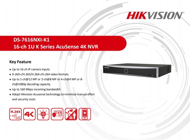 Đầu ghi Hikvision DS-7616NXI-K1 16 kênh - Cái