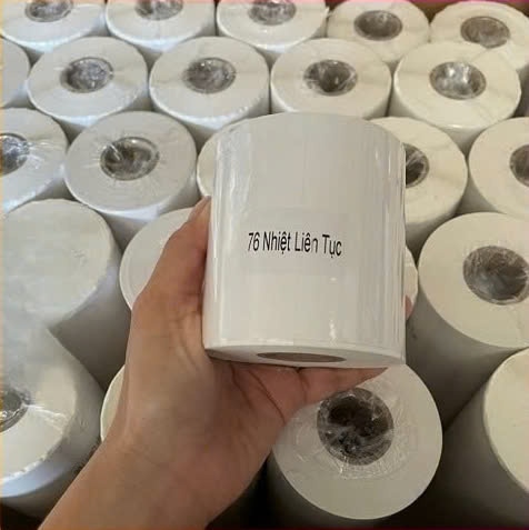 Giấy in decal nhiệt 76mm liên tục dài 30m (In đơn livestream) - Cuộn