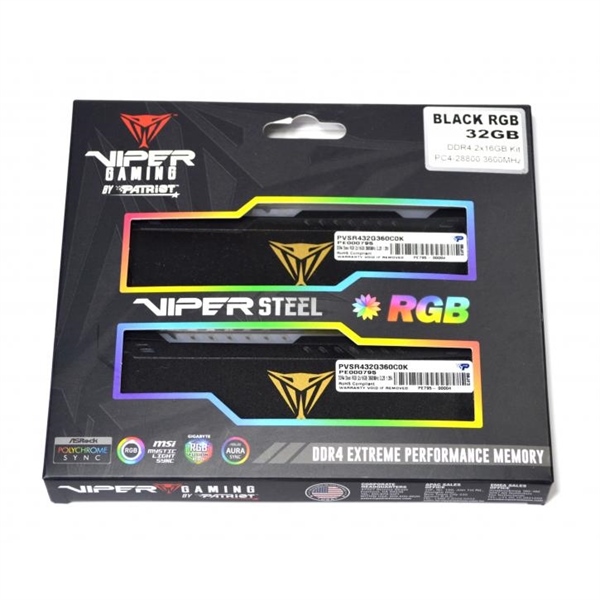 Kit RAM PC DDR4 Patriot Viper Steel RGB 32GB (2x16GB) 3200MHz - Bộ