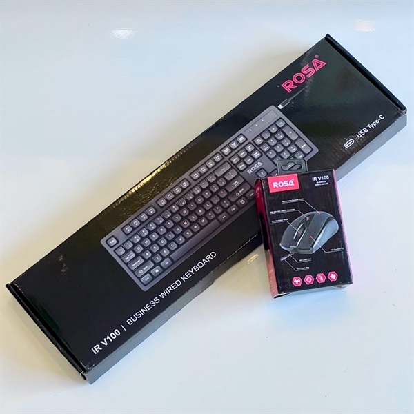 Bộ chuột phím ROSA iR V100 Business wired keyboard & mouse - Bộ