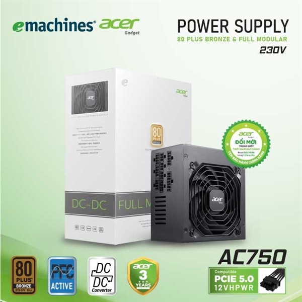 Nguồn máy tính Acer AC750 750W 80 Plus Bronze emachines - Cái
