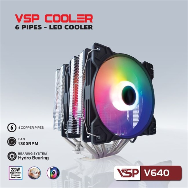 Fan tản nhiệt CPU VSP V640 Led ARGB - Cái