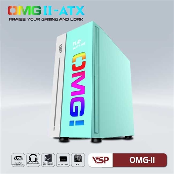Case Gaming VSP OMG-II ATX (Màu xanh) - Cái Case Gaming VSP OMG-II ATX (Màu xanh) - Cái