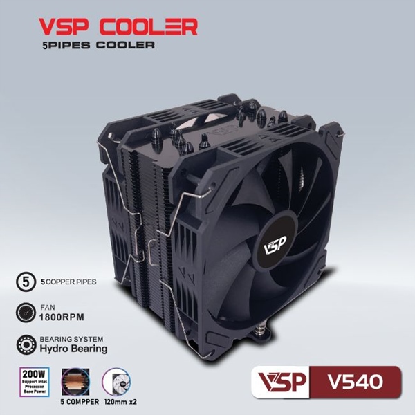 Fan tản nhiệt CPU VSP V540 (Đen) - Cái