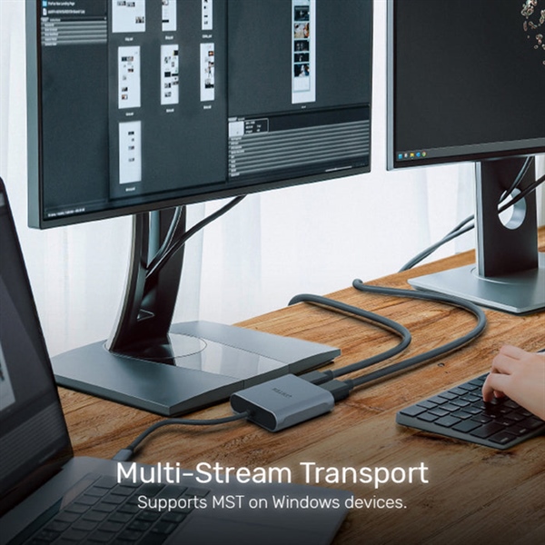 Cáp chuyển đổi USB Type-C to 2 DisplayPort DP 1.4 Unitek (xuất hình riêng biệt trên Windows) - Cái Cáp chuyển đổi USB Type-C to 2 DisplayPort DP 1.4 Unitek (xuất hình riêng biệt trên Windows) - Cái