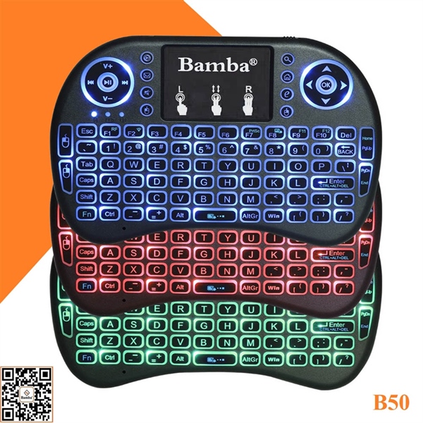 Bàn phím không dây mini Bamba B50 (Có Led dùng cho Android TV Box, Smart TV, Laptop) - Cái Bàn phím không dây mini Bamba B50 (Có Led dùng cho Android TV Box, Smart TV, Laptop) - Cái