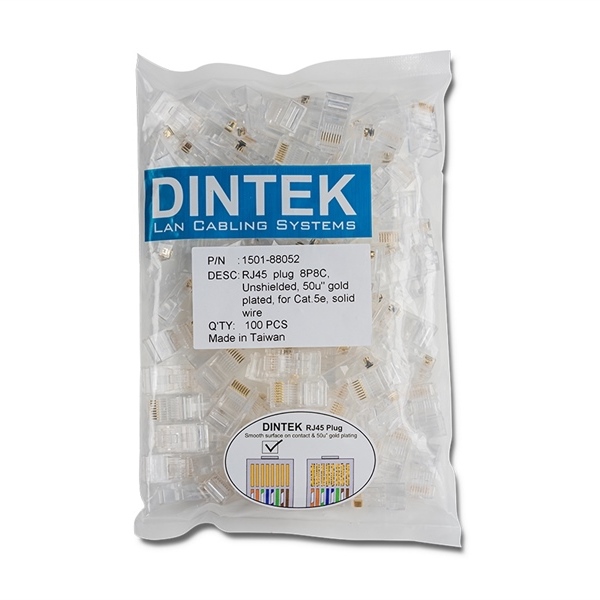 Đầu mạng RJ45 DINTEK CAT5e mạ vàng (1501-88052) - Cái