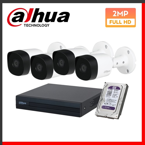 Combo 4 Camera Dahua HDCVI 2MP hồng ngoại - Bộ