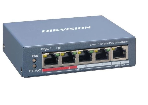 Switch PoE Hikvision DS-3E1106P-EI/M 4 ports + 2 uplink 100Mbps - Cái Switch PoE Hikvision DS-3E1106P-EI/M 4 ports + 2 uplink 100Mbps - Cái