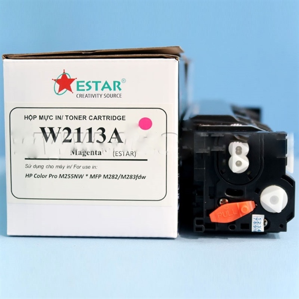 Hộp mực laser màu Estar W2113A/CRG067 không chip Magenta (màu hồng) dùng cho máy in HP Pro M255NW/M283fdw/Canon LBP 631cw/633cdw/MF651cw/655cdw/657cdw Hộp mực laser màu Estar W2113A/CRG067 không chip Magenta (màu hồng) dùng cho máy in HP Pro M255NW/M283fdw/Canon LBP 631cw/633cdw/MF651cw/655cdw/657cdw