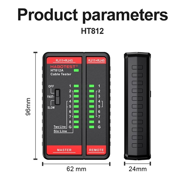 Bộ test cáp mạng RJ45 Habotest HT812A (dùng pin AAA) - Bộ Bộ test cáp mạng RJ45 Habotest HT812A (dùng pin AAA) - Bộ