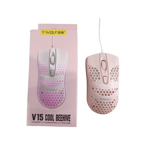 Chuột Gaming có dây T-Wolf V15 Led hồng - Cái