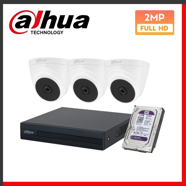 Combo 3 Camera Dahua HDCVI 2MP hồng ngoại - Bộ