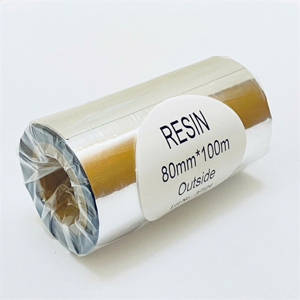 Ribbon mực Resin 80mm x 100m in tem vàng PVC, PET, MZ - Cuộn