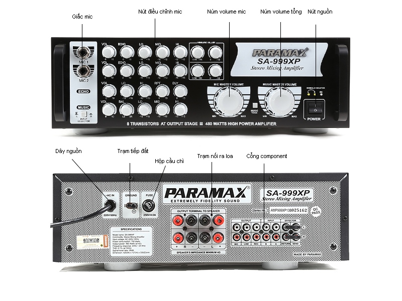 Amply tích hợp mixer Paramax SA-999XP - Cái Amply tích hợp mixer Paramax SA-999XP - Cái