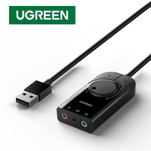 Bộ chuyển đổi USB 2.0 ra âm thanh 3.5mm (1 đầu mic, 1 đầu tai nghe) có điều khiển volume Ugreen 50599 - Cái Bộ chuyển đổi USB 2.0 ra âm thanh 3.5mm (1 đầu mic, 1 đầu tai nghe) có điều khiển volume Ugreen 50599 - Cái