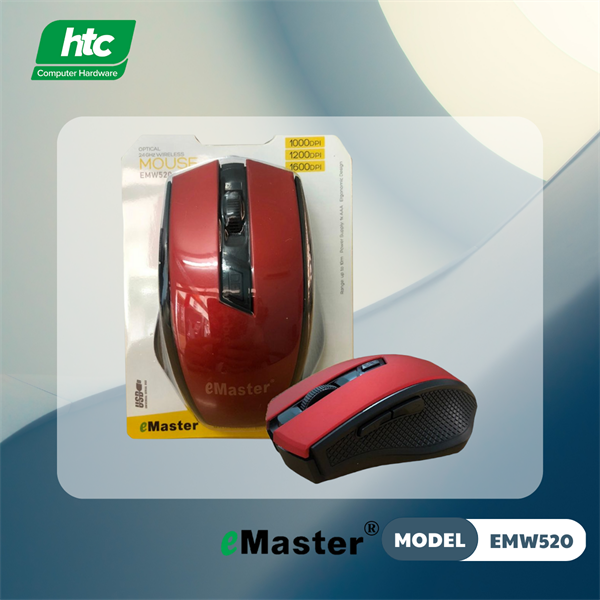 Chuột không dây Emaster EMW520 (Màu đỏ) - Cái