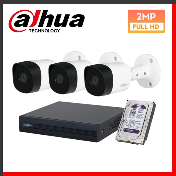 Combo 3 Camera Dahua HDCVI 2MP hồng ngoại - Bộ