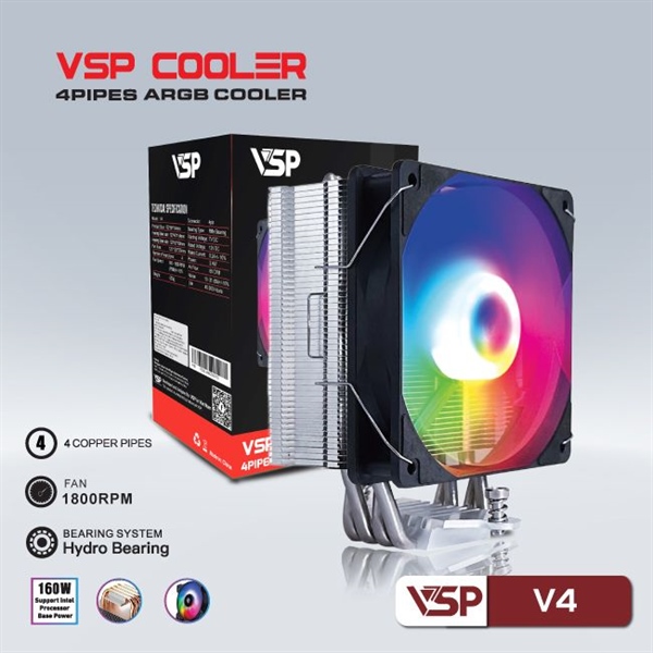 Fan tản nhiệt CPU VSP V4 Led ARGB - Cái
