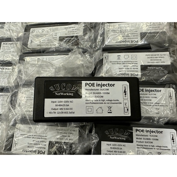 Nguồn PoE injector Sucom 48V 0.6A 100Mbps (chạy được dây 4 lõi 1236) - Cái Nguồn PoE injector Sucom 48V 0.6A 100Mbps (chạy được dây 4 lõi 1236) - Cái
