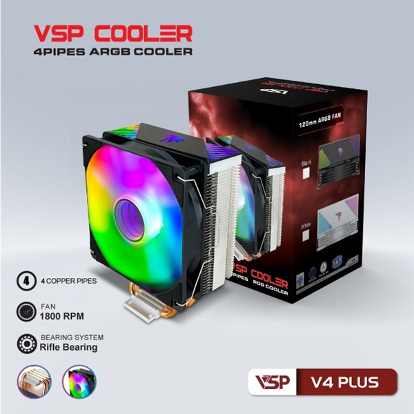 Fan tản nhiệt CPU VSP V4 Plus Led ARGB (White) - Cái