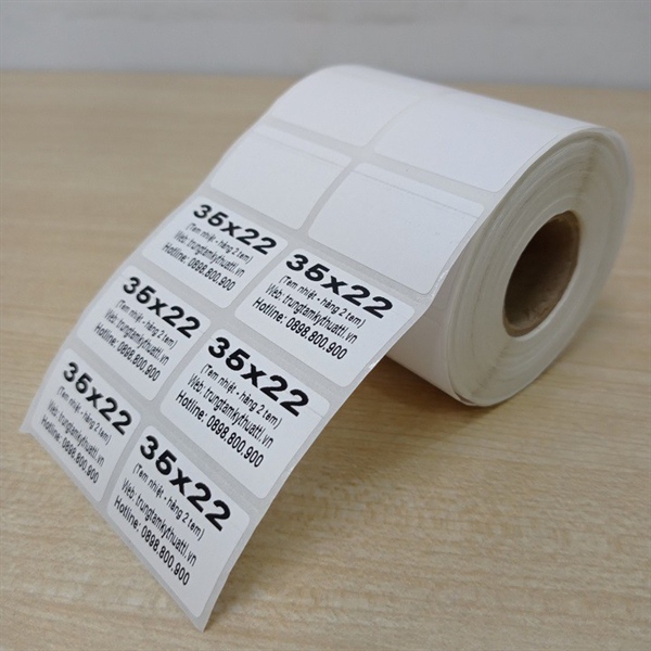 Tem nhiệt decal 2 hàng 35x22 - Cuộn