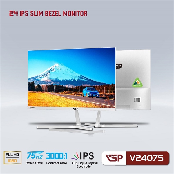 Màn hình VSP V2407S 24 inch (FHD/ IPS/ 75Hz) - Màu trắng - Cái