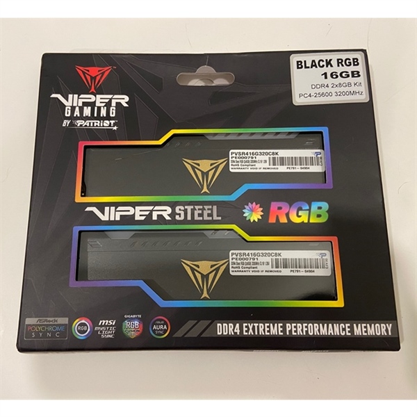 Kit RAM PC DDR4 Patriot Viper Steel RGB 16GB (2x8GB) 3200MHz - Bộ