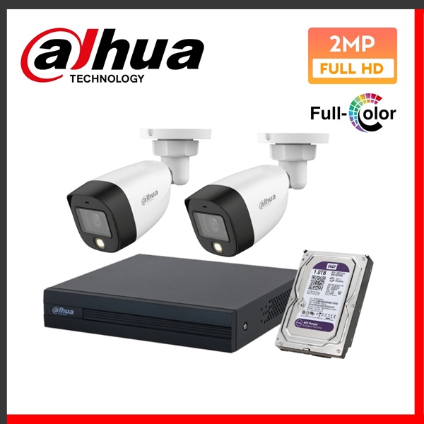 Combo 2 Camera Dahua HDCVI 2MP Full Color - Bộ