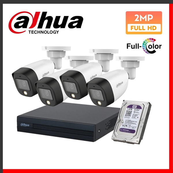Combo 4 Camera Dahua HDCVI 2MP Full Color - Bộ