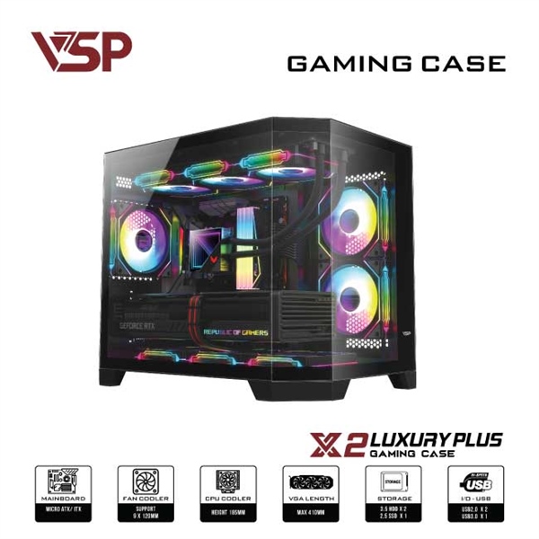 Case Gaming VSP X2 Luxury Plus (Màu đen) - Cái
