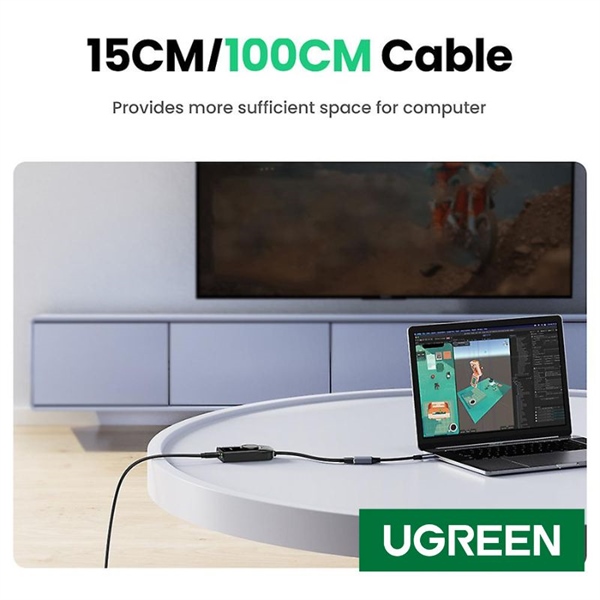 Bộ chuyển đổi USB 2.0 ra âm thanh 3.5mm (1 đầu mic, 1 đầu tai nghe) có điều khiển volume Ugreen 50599 - Cái Bộ chuyển đổi USB 2.0 ra âm thanh 3.5mm (1 đầu mic, 1 đầu tai nghe) có điều khiển volume Ugreen 50599 - Cái