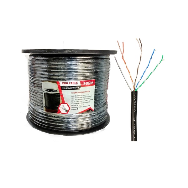 Cáp mạng ProCable CAT5E outdoor cường lực PR-C5E4530-CCA UTP 4PRS 24AWG PE SS ST 7x0.33mm (cuộn 305m) - Mét