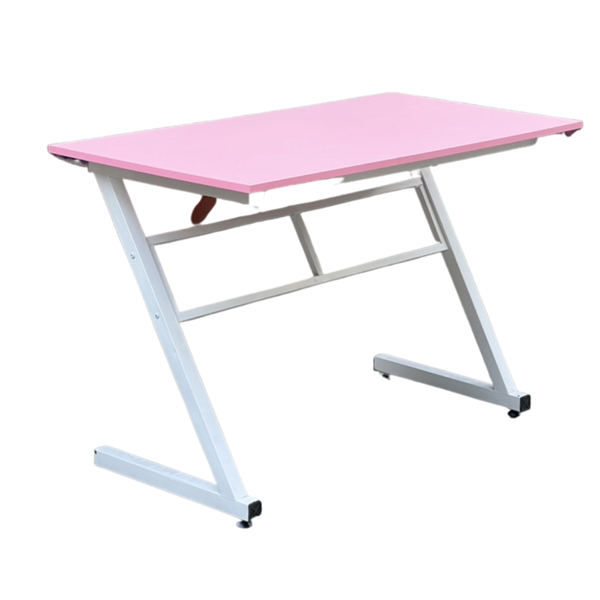 Bàn Gaming chân chữ Z trắng, mặt gỗ MDF màu hồng