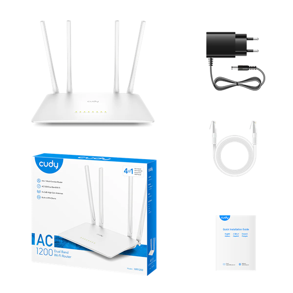 Bộ phát WiFi Cudy AC1200 5in1 WR1200 - Cái Bộ phát WiFi Cudy AC1200 5in1 WR1200 - Cái