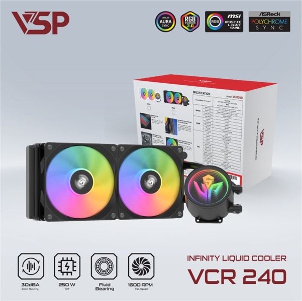 Tản nhiệt nước VSP Infinity Liquid Cooler VCR-240 Black
