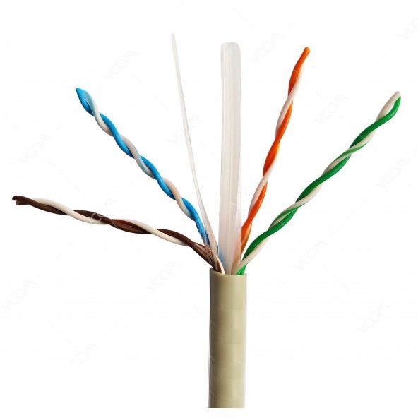 Cáp mạng VCOM CAT6 UTP 23AWG 4 PRS lõi đồng nguyên chất, vỏ PVC, màu xám