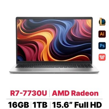 Laptop Dell 15 DC15255 (AMD Ryzen 7 7730U/16GB DDR4/1TB SSD NVMe/15.6" FHD 120Hz/ Win11+Office24/màu bạc) - Cái