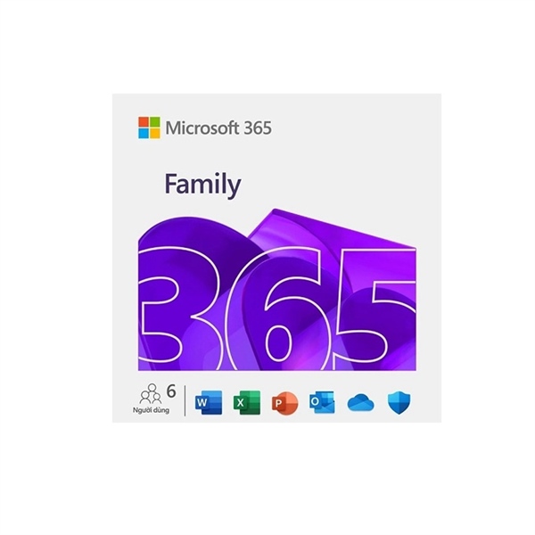 Phần mềm M365 Family Subscr PK Lic 1YR Online APAC EM ESD EP2-36890 (Key ESD gửi qua mail - 6 user, 5 thiết bị) - Box